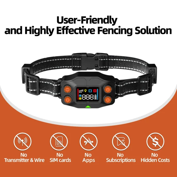 Wellturn F830 GPS dog fence system showing app interface and collar